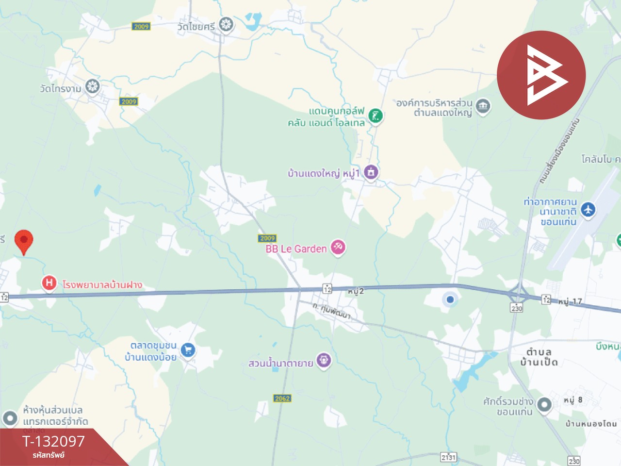 ขายที่ดิน เนื้อที่ 4 ไร่ 1 งาน 88.1 ตารางวา บ้านฝาง ขอนแก่น ทำเลดี ใกล้ชุมชน 9