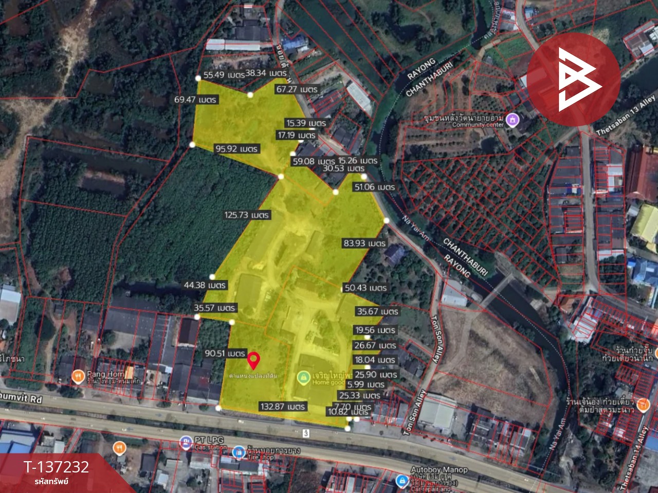 ขายที่ดิน เนื้อที่ 26 ไร่ 3 งาน 75.7 ตร.วา แกลง ระยอง 1
