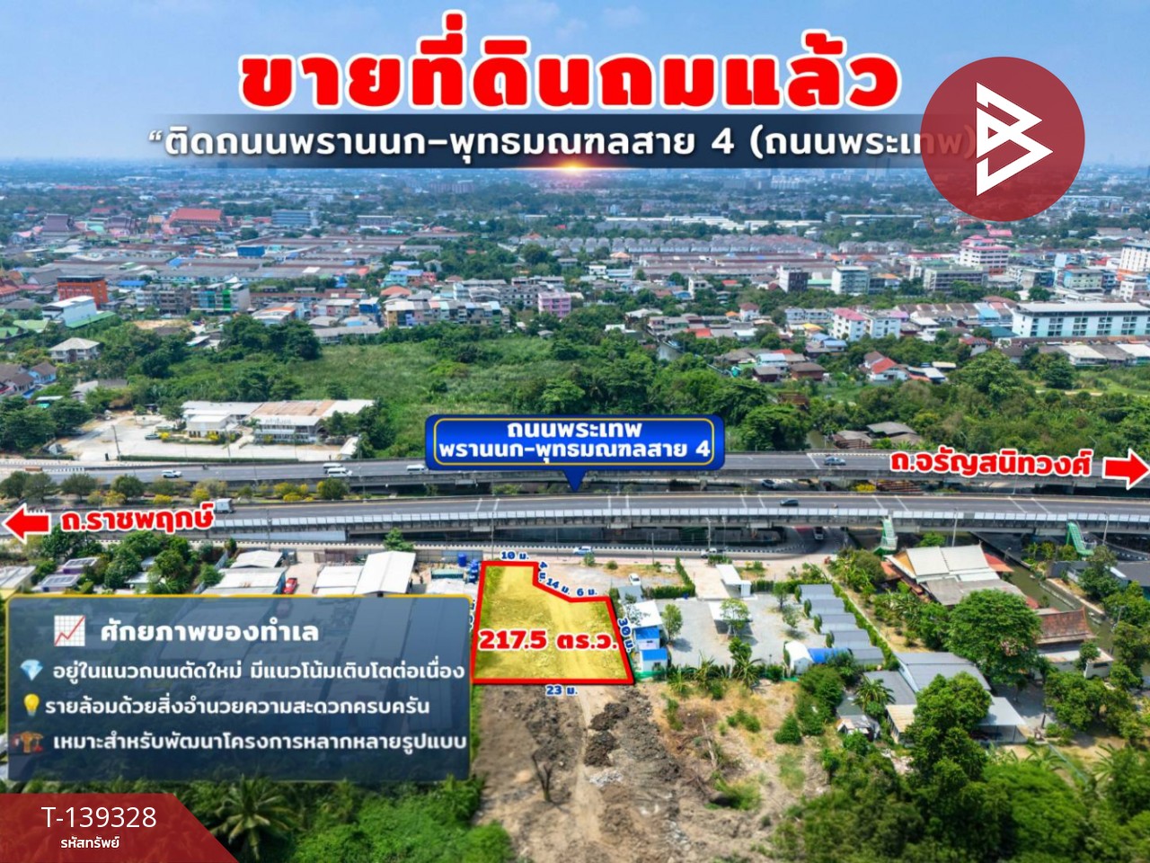 ขายที่ดินติดถนน เนื้อที่ 2 งาน 17.5 ตร.วา ตลิ่งชัน กรุงเทพมหานคร 2